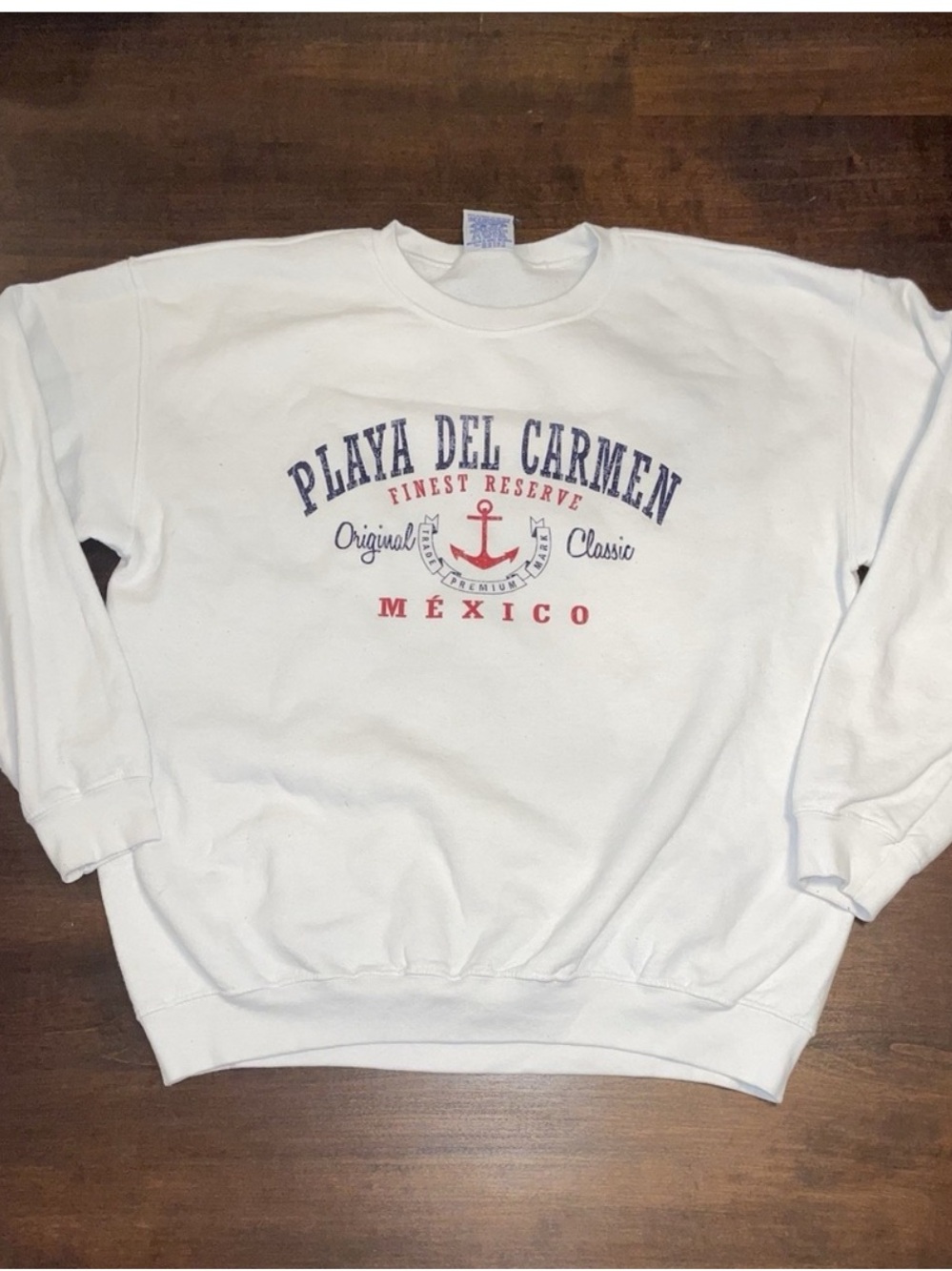 White Playa Del Carmen México Graphic Crewneck Sweatshirt